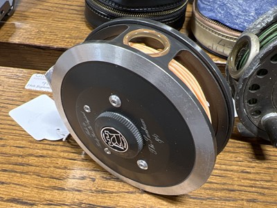 Lot 181 - Hardy Bros. 'The Sunbeam' alloy fly fishing reel, 8/9, and two other Hardy reels