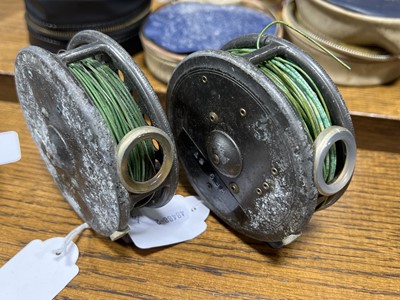 Lot 181 - Hardy Bros. 'The Sunbeam' alloy fly fishing reel, 8/9, and two other Hardy reels