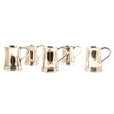 Lot 141 - Five George IV tankards, polished finish.