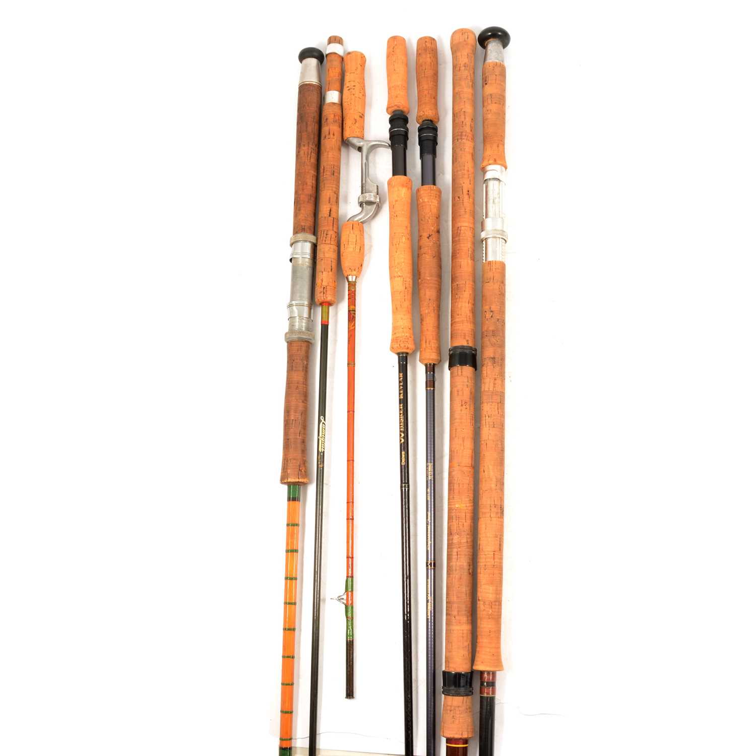 Lot 179 Seven various course and fly fishing rods,