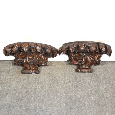 Lot 292 - Pair of walnut wall brackets