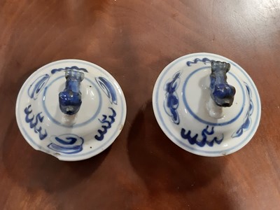 Lot 14 - Garniture of three Chinese blue and white baluster-shape vases