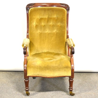 Lot 350 - Victorian mahogany elbow chair