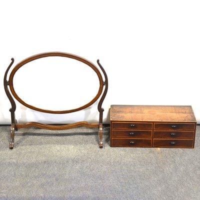 Lot 279 - Table top set of six small drawers and a toilet mirror