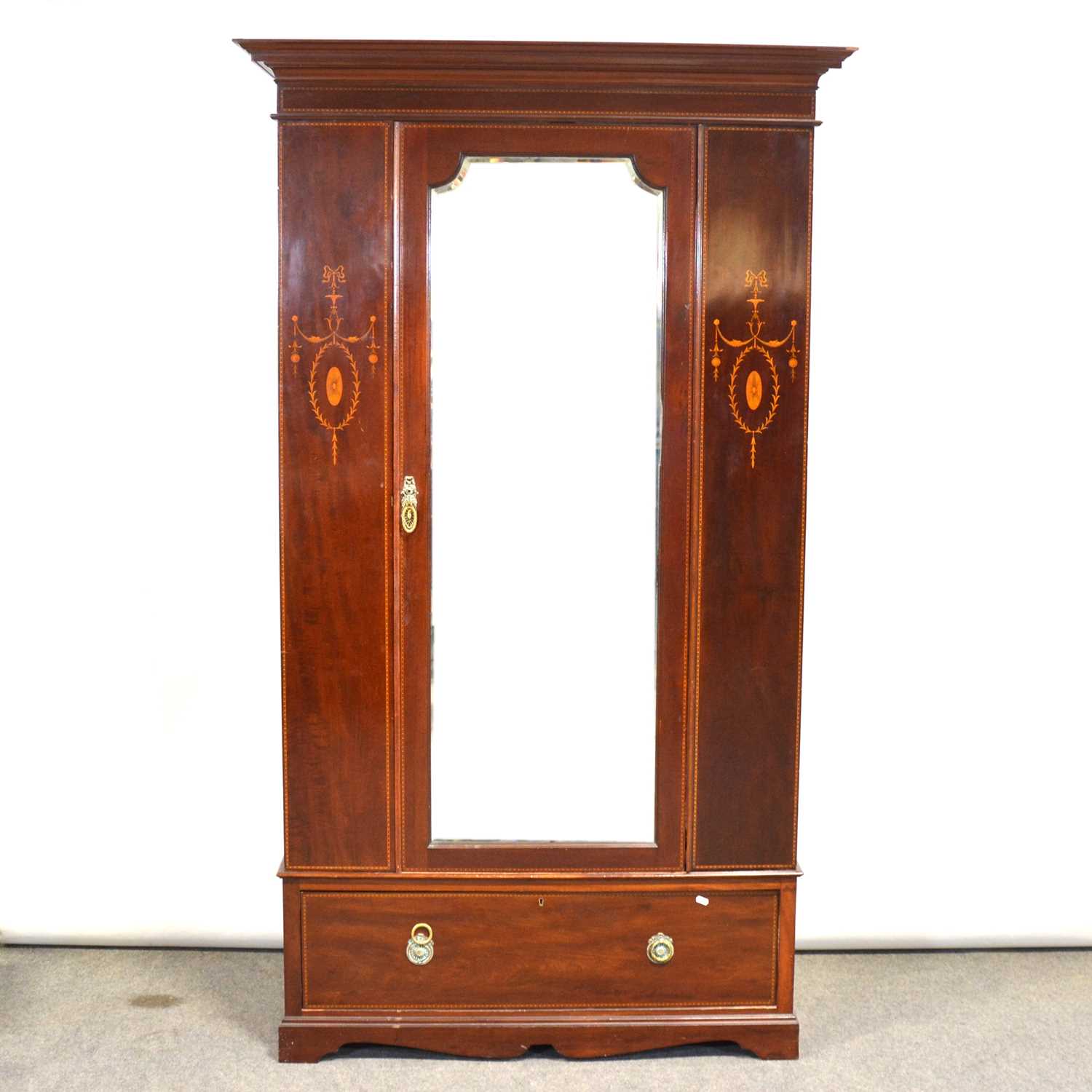 Lot 276 - Edwardian inlaid mahogany wardrobe