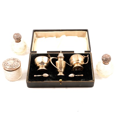 Lot 333 - Silver three-piece condiments set, Roberts &...