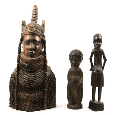 Lot 132 - Collection of carved African and tribal figures, plaques, and wall masks