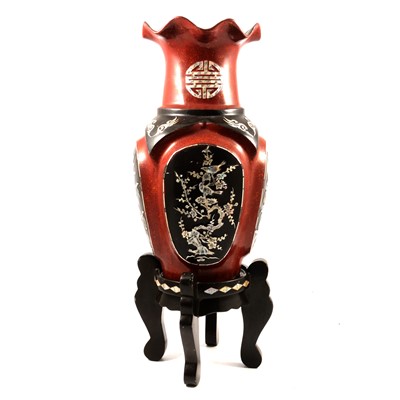 Lot 199 - Modern Oriental lacquered vase on stand