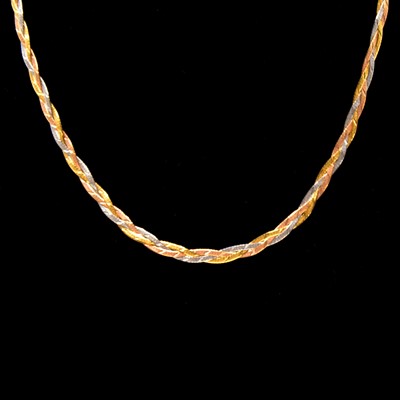 Lot 203 - A 9 carat yellow gold bracelet and two gold necklaces.