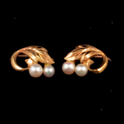 Lot 155 - A pair of pearl earrings.