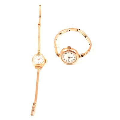 Lot 360 - Two 9 carat gold vintage ladies' wristwatches.