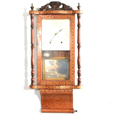 Lot 393 - American walnut & Tunbridge ware wall clock