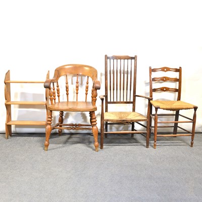 Lot 372 - Victorian elm and ash elbow chair, etc.