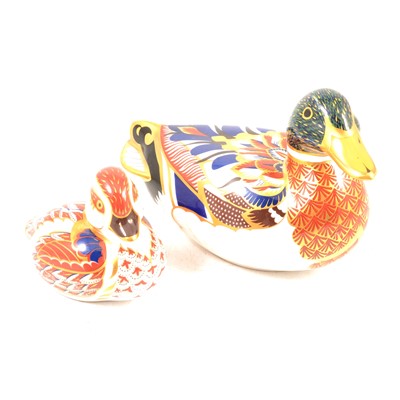 Lot 13 - Two Royal Crown Derby duck paperweights.