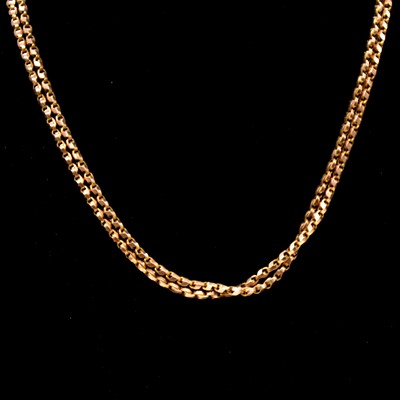 Lot 199 - A Victorian yellow metal guard chain.