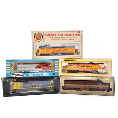 Lot 304 - Five American HO gauge diesel electric locomotives