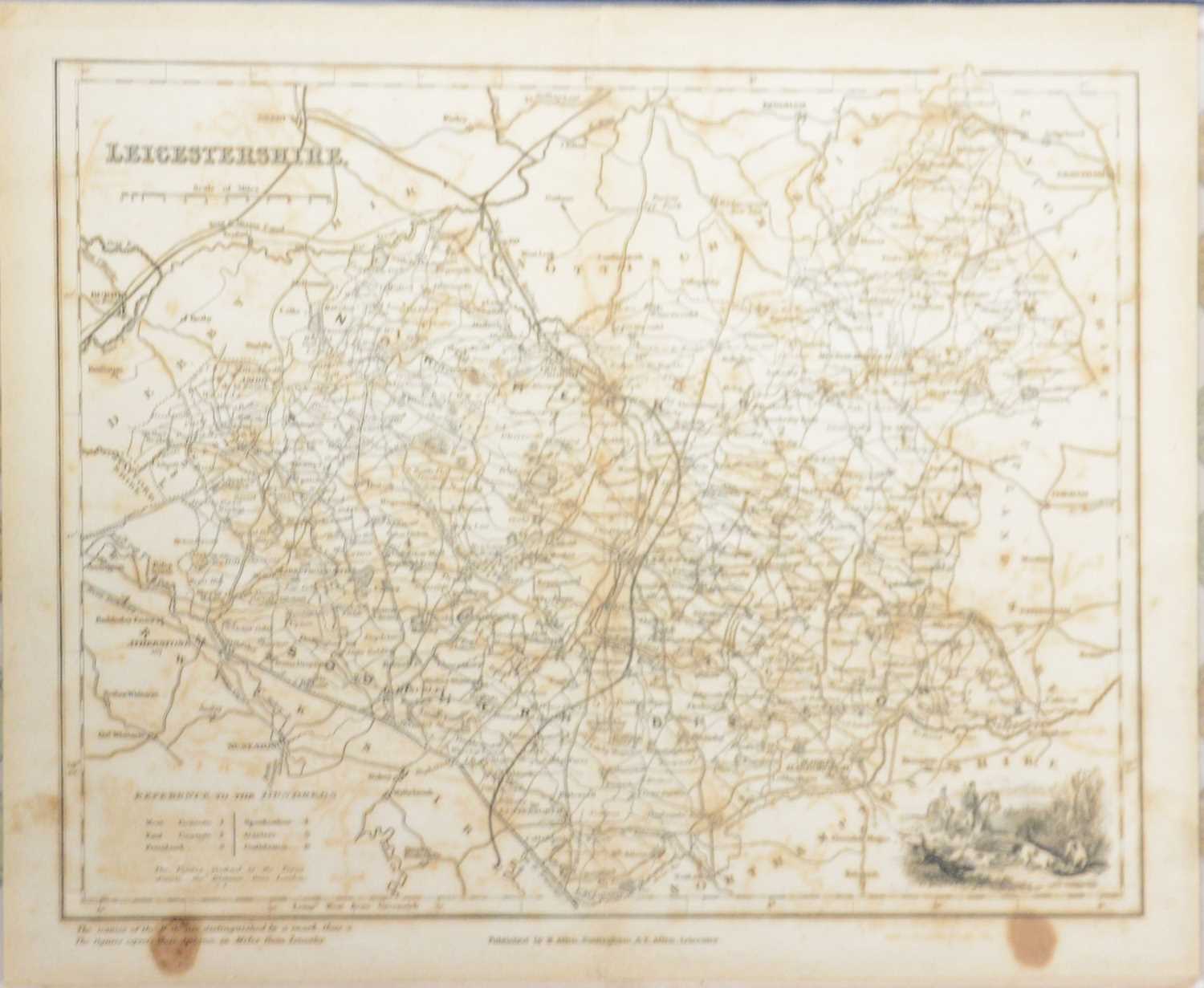 Lot 405 - Herman Moll, Leicester-Shire, hand-coloured county map, and seven others