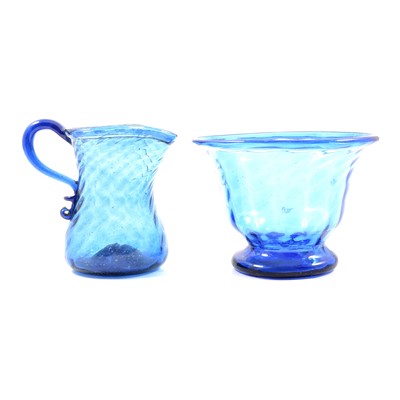 Lot 5 - A blue glass cream jug and a sugar bowl