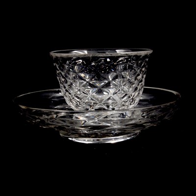 Lot 9 - A cut glass tea bowl and saucer