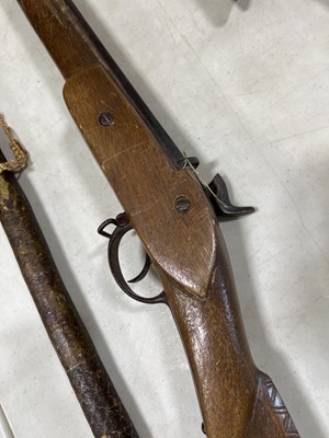 Lot 135 - Two Middle Eastern rifles and a iron-tipped spear