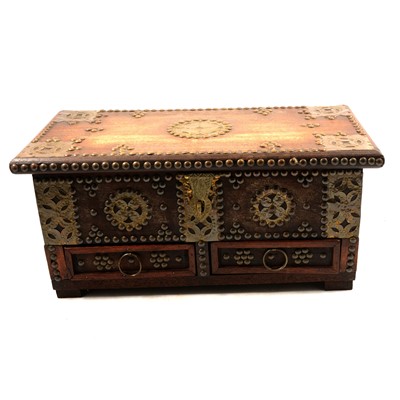 Lot 167 - Turkish wooden and brass casket.