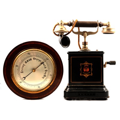 Lot 98 - Vintage Jydsk telephone and an aneroid barometer