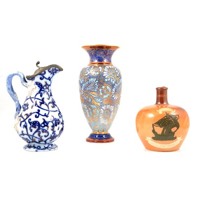 Lot 26 - Doulton Special Highland Whisky flask, Doulton vase and pottery jug.