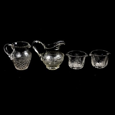 Lot 27 - Pair of Georgian glass rinsers and two cut glass water jugs