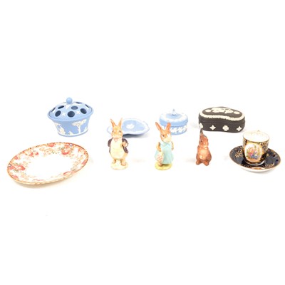 Lot 74 - Small collection of Wedgwood Jasperware, Beatrix Potter figures, etc