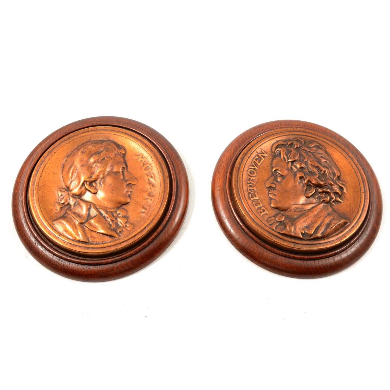 Lot 91 - Pair of brass portrait plaques,