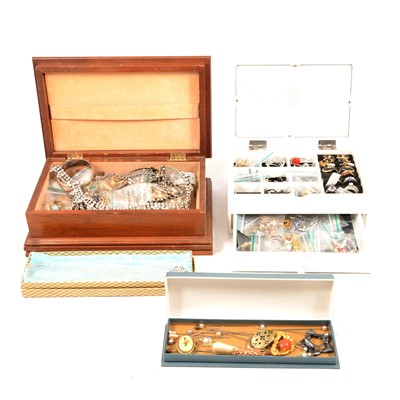 Lot 463 - A collection of silver, white metal and costume jewellery and wristwatches.