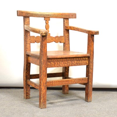 Lot 418 - Provincial painted pine elbow chair, probably Irish