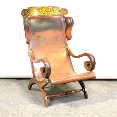 Lot 420 - Mahogany framed easy chair, probably American Colonial