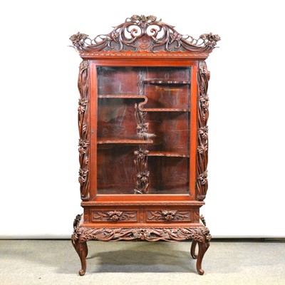 Lot 422 - Japanese carved and lacquered Art Nouveau style display cabinet