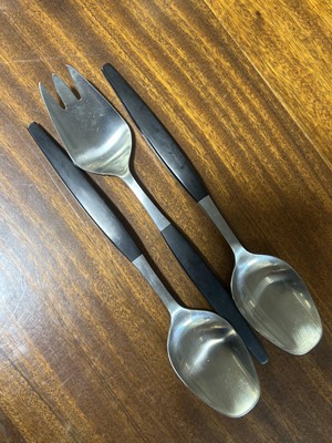 Lot 210 - Svensk Gense Swedish ebony and stainless-steel cutlery set