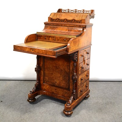 Lot 432 - Victorian walnut piano top Davenport desk