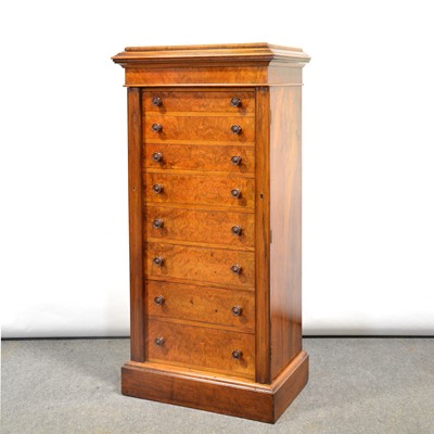 Lot 436 - Victorian burr walnut Wellington chest