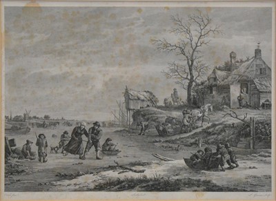 Lot 332 - After Jan van Ostade, Le Patineurs, and other artworks