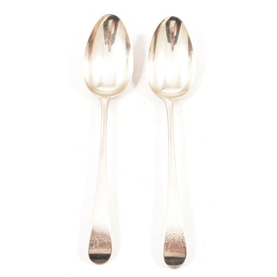 Lot 250 - Pair of George III Old English pattern silver tablespoons