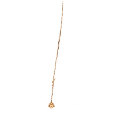 Lot 277 - A 9 carat yellow gold single Albert watch chain.