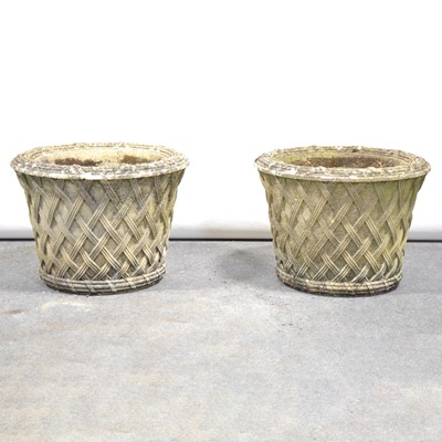 Lot 466 - Pair of Haddonstone basket weave planters