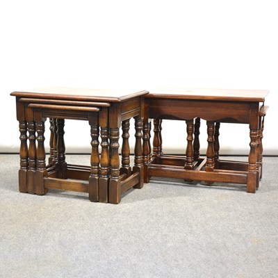 Lot 336 - Two nests of oak occasional tables