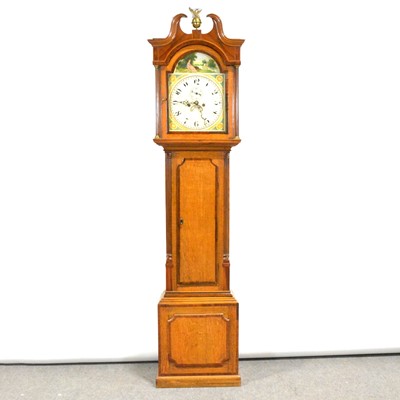 Lot 416 - Oak and mahogany banded longcase clock