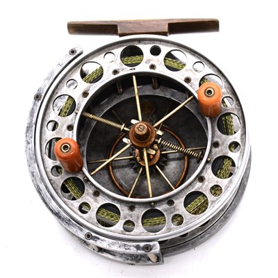 Lot 222 - Samuel Allcock & Co, a vintage double ventilated 'The Allcock Aerial' fly fishing centre pin reel