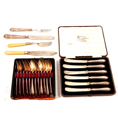 Lot 297 - Set of silver-handled dessert knives and forks, etc.