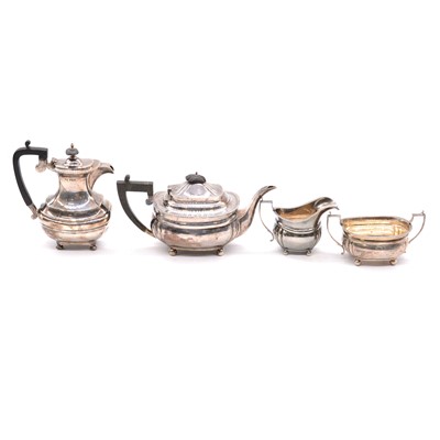 Lot 192 - Silver three piece teaset and a matched hot water jug