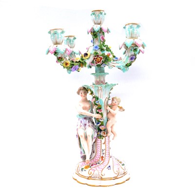 Lot 9 - Dresden porcelain candelabra