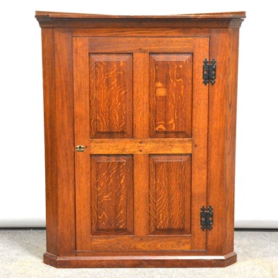 Lot 428 - Edwardian oak hanging corner cupboard