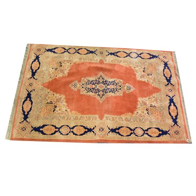 Lot 481 - Turkish rug, central medallion on a blood orange field