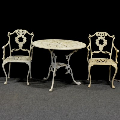 Lot 470 - Aluminium garden table and four associated chairs